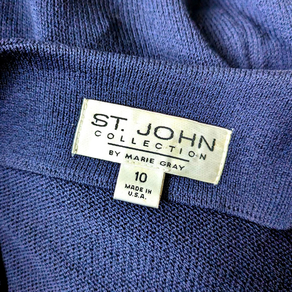 St. John Collection Marie Gray Navy Blue Vintage Blazer Cardigan Size 10 - Picture 3 of 5